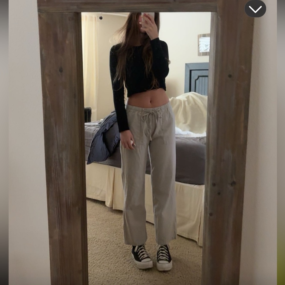 Casual Drawstring Straight-Leg Pants in Light Gray
